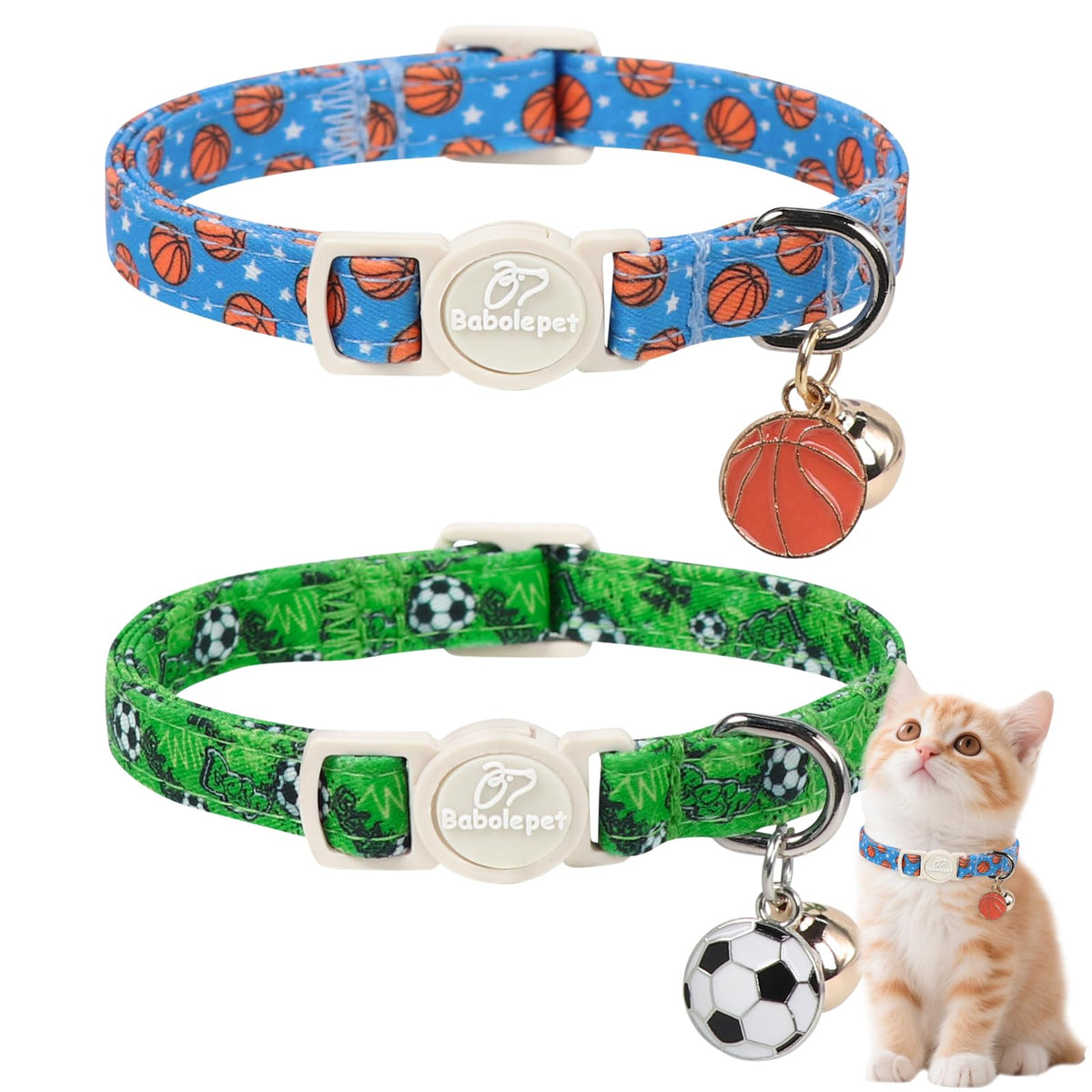 2 Pack Christmas Cat Collars - Breakaway Cat Collar with Bell, Christmas Tree and Reindeer Pendant, Winter Adjustable Kitten Collars for Girl Boy Cats, Pink Santa &Fair Isle