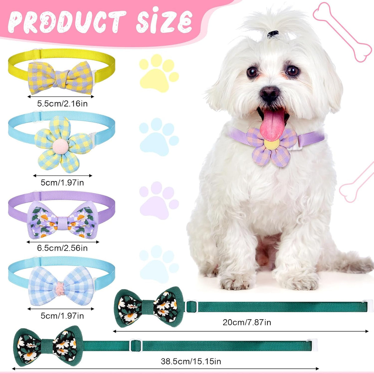 Saintrygo 22 Pcs Dog Bow Ties Collar Flower Neck Ties, Fresh