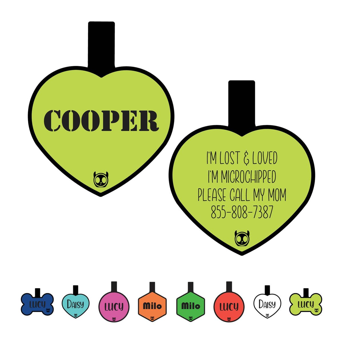 Silicone Silent Dog Tag Personalized with 5 Lines of Custom Deep Engraved Durable Soundless Pet ID Name Tag Bone Tiffany