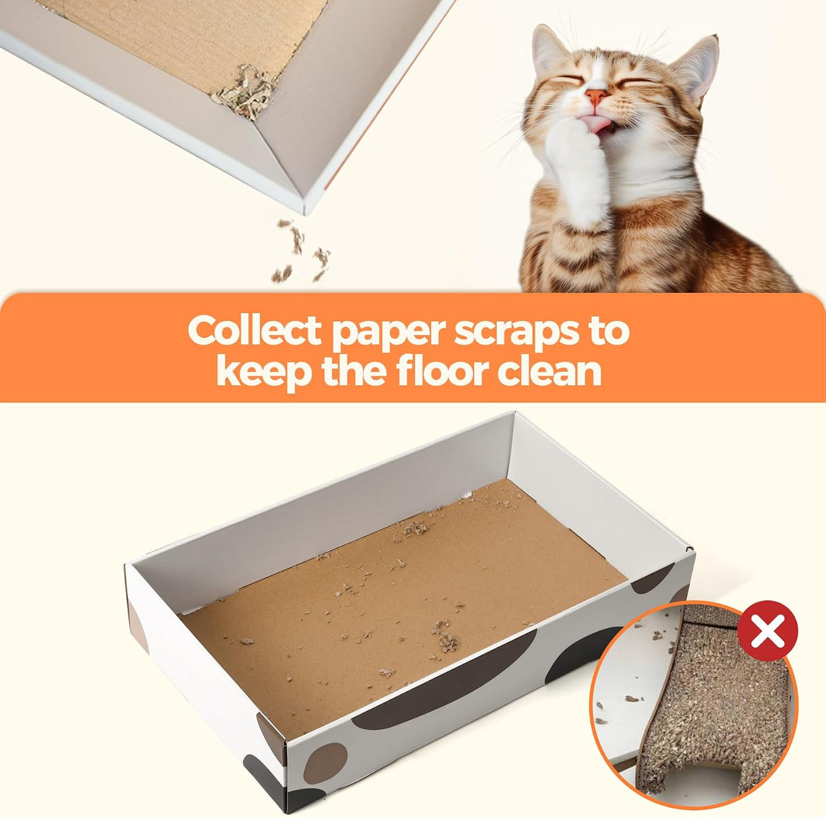 ComSaf Cat Scratcher Box 17 x 10 in, 3 Reversible Cardboard Pads for Cats