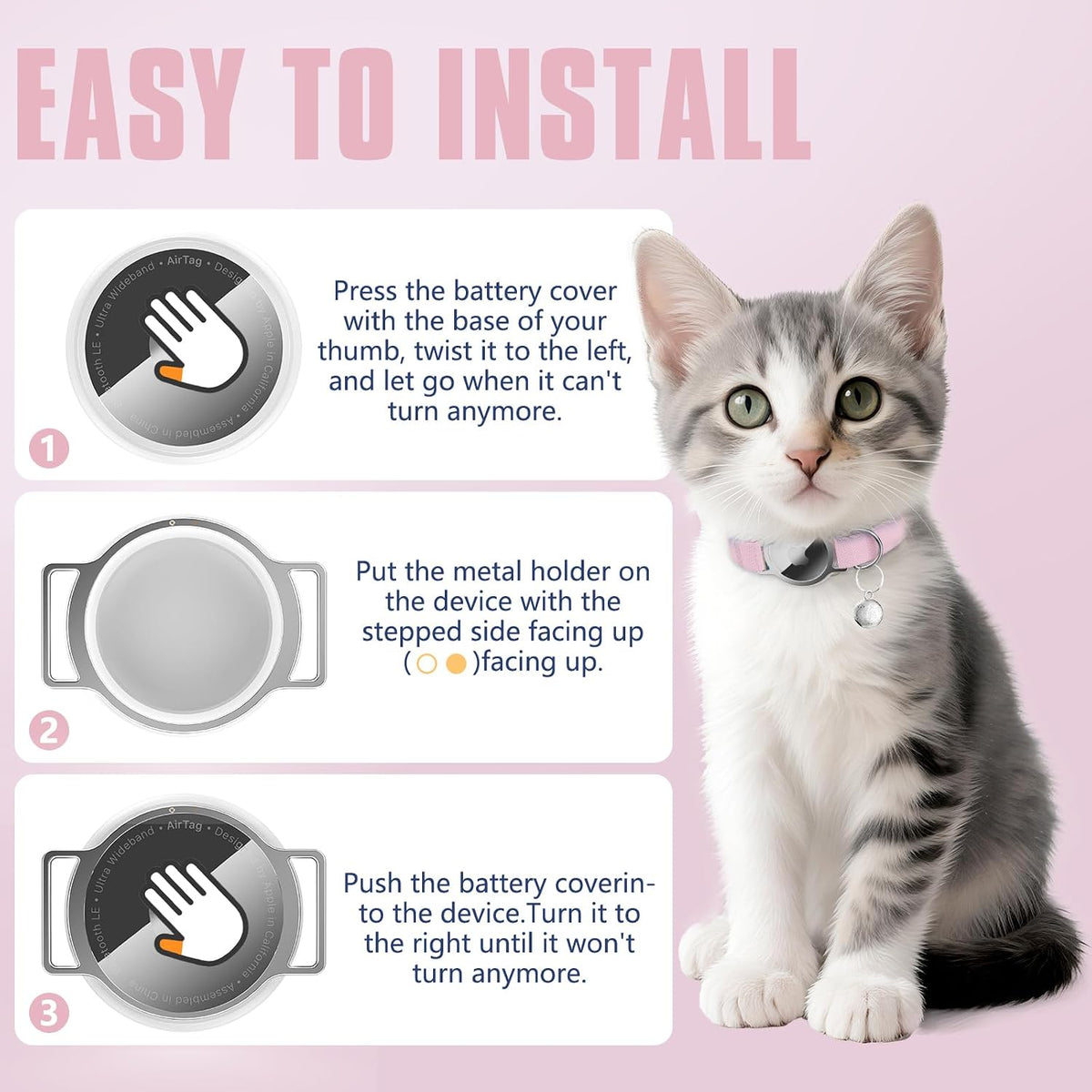 AirTag Cat Collar, Elastic Tracker Collar with Airtag Holder and Bell