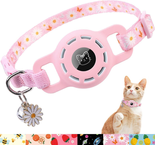 BINGPET AirTag Cat Collar Breakaway, Collar with Airtag Holder and Bell