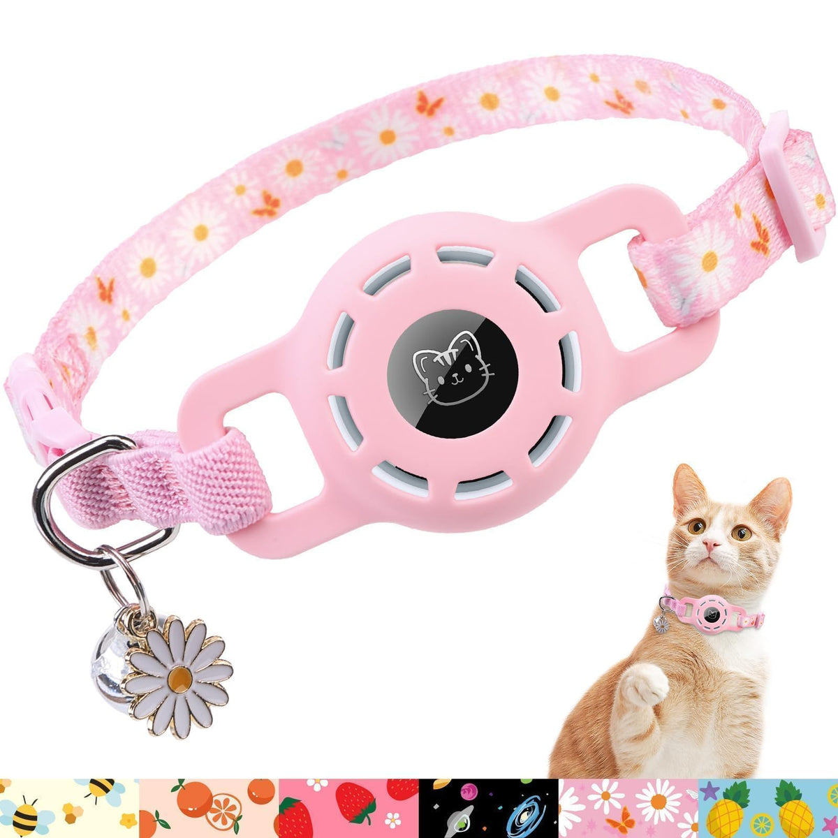 BINGPET AirTag Cat Collar Breakaway, Collar with Airtag Holder and Bell