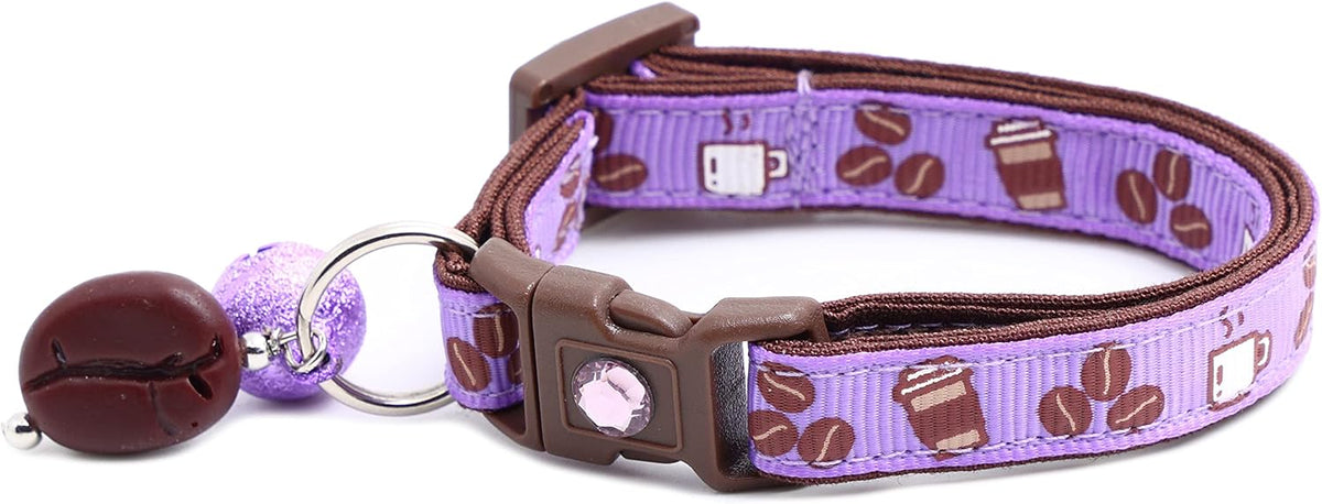 Coffee Cat Collar with Bell | Safety Breakaway Collar | Adjustable Large Size or Kitten (Small(10lbs & Less), Pink)