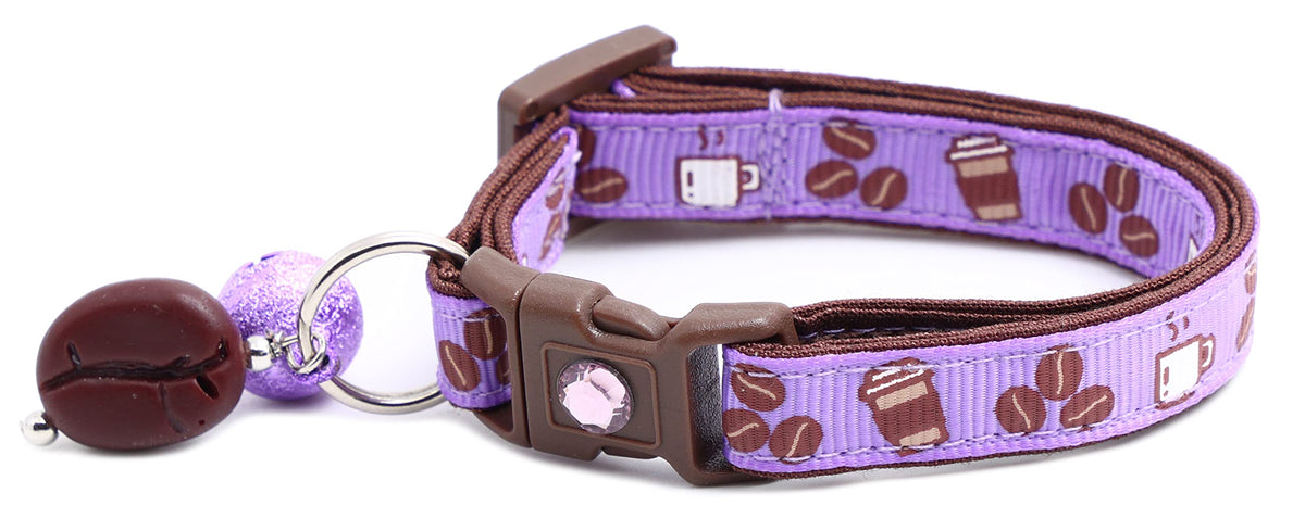 Coffee Cat Collar with Bell | Safety Breakaway Collar | Adjustable Large Size or Kitten (Small(10lbs & Less), Pink)