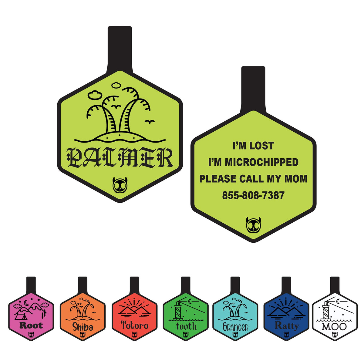 Silicone Silent Dog Tag Personalized with 5 Lines of Custom Deep Engraved Durable Soundless Pet ID Name Tag Hexagon Tiffany