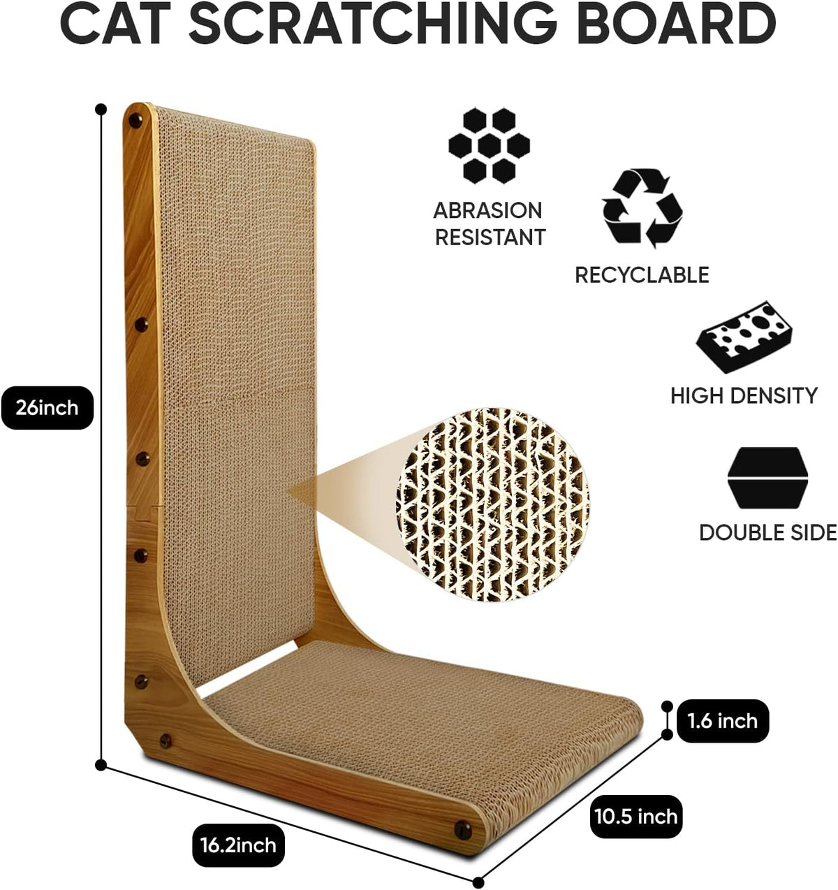 Cat Scratcher, L-Shaped Cat Scratching Pad with Box, 26 Inch, Large