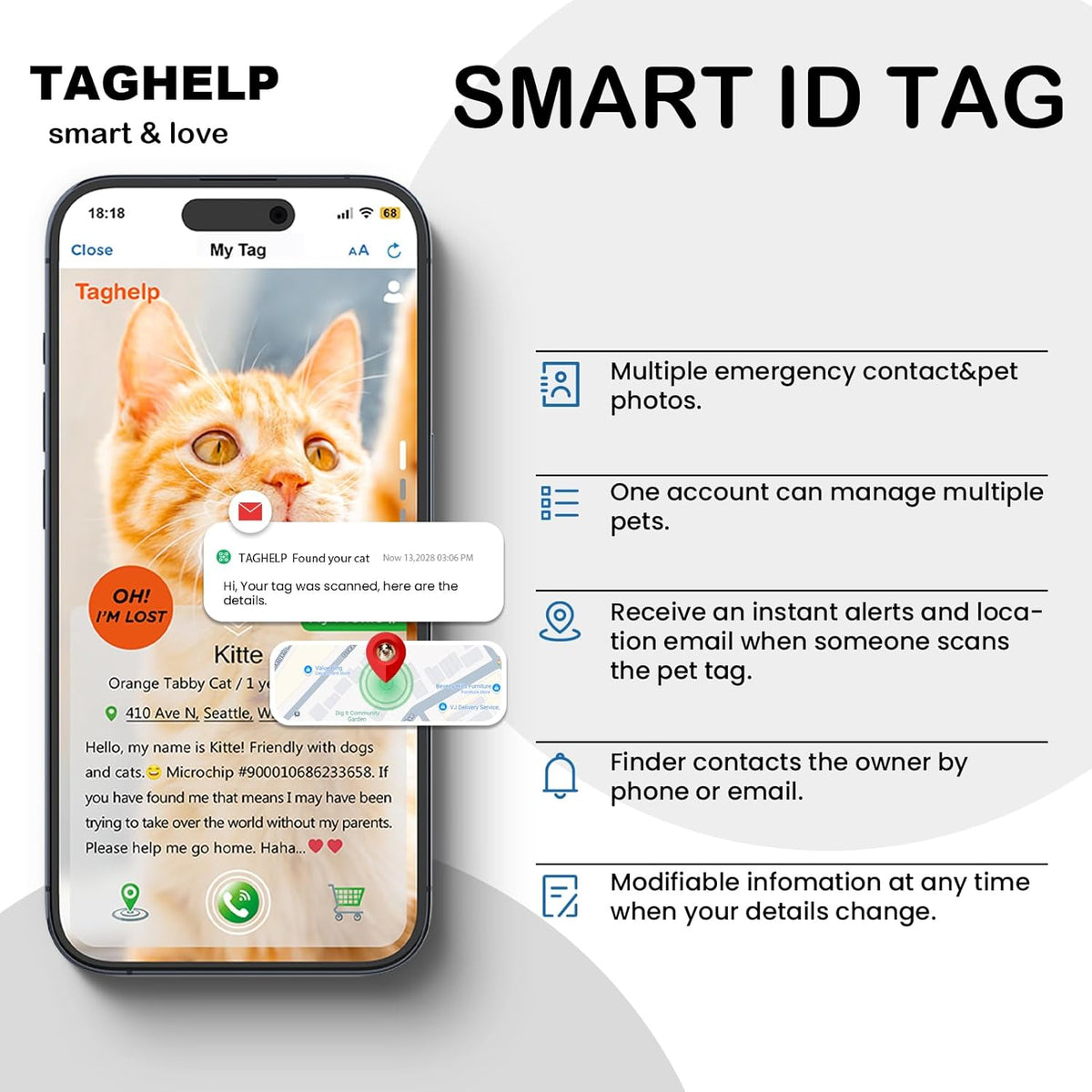2 Pack Airtag Cat Collar, Breakaway Cat Airtag with Smart ID tag & QR Code Reflective (Moon Stars - Black & Pink, with Integrated AirTag Holder)