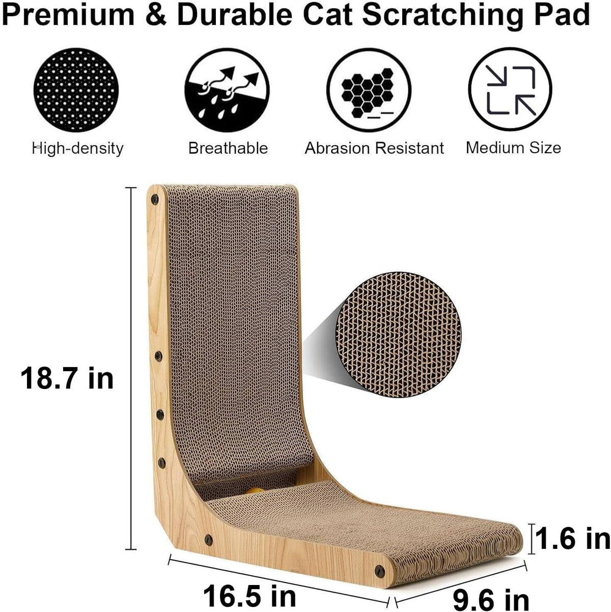 FUKUMARU Cat Scratcher, 18.7 Inch L Shaped Cat Scratch Pad Wall Mounted