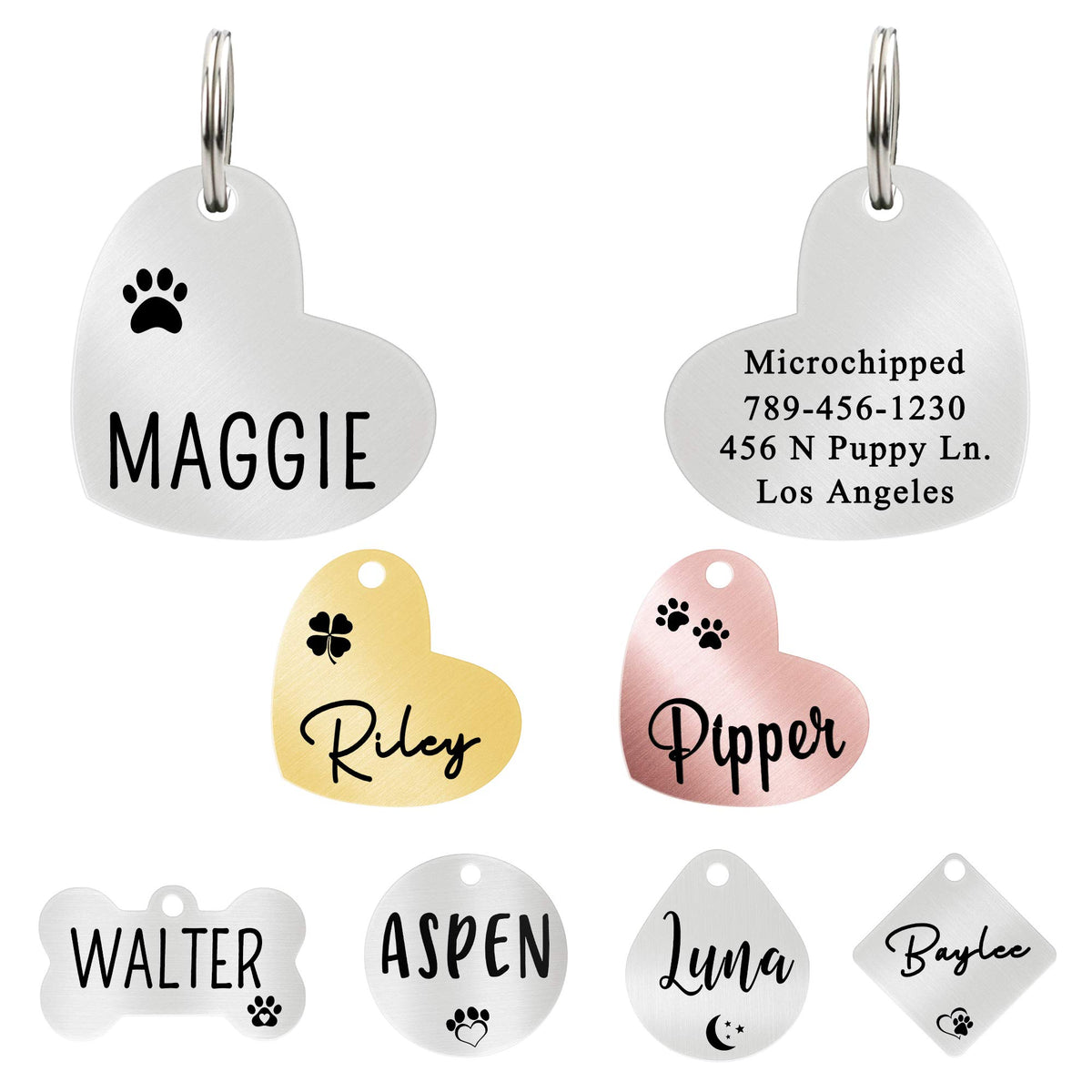 Ultra Joys Personalized Dog Cat ID Tag - Silver Round, Custom Your Own