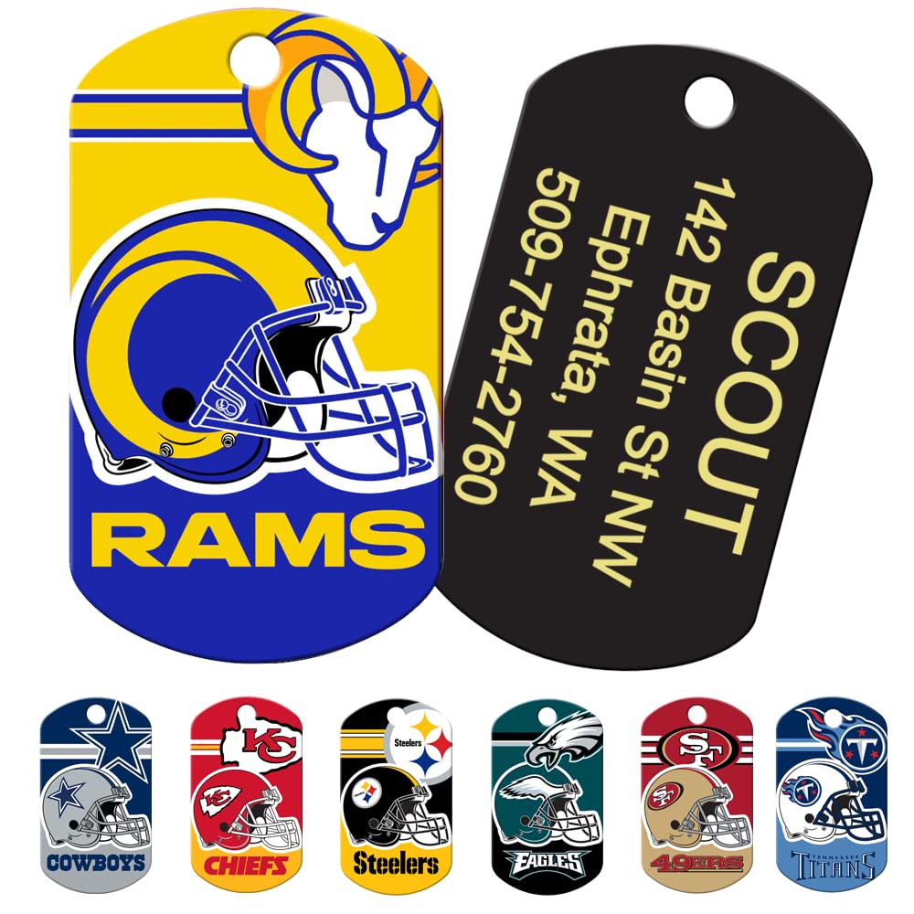 GoTags Personalized NFL Dog Tags, Custom Engraved Pet ID Tag, Oakland Raiders, Military Shape