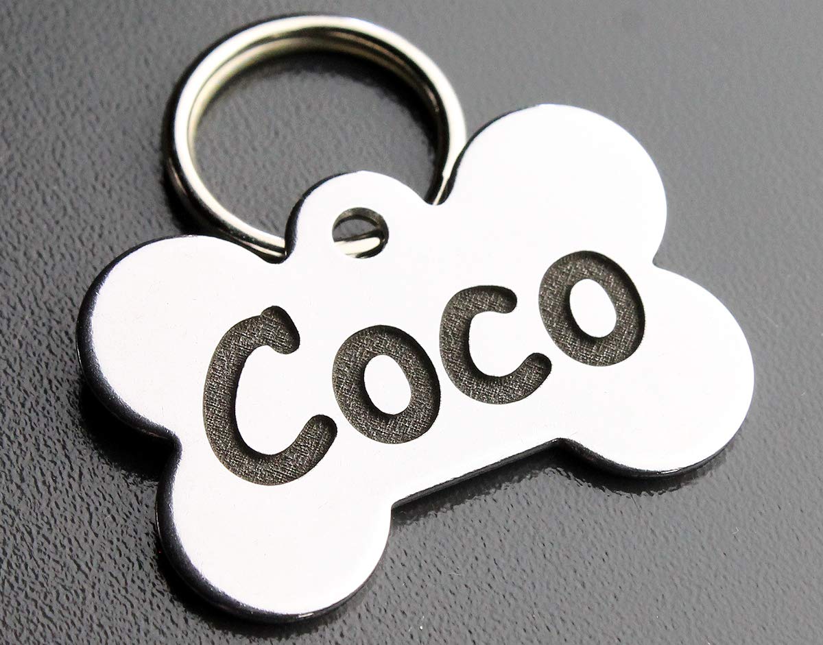 DEEP Engraved Custom Stainless Steel Pet ID Tags Bone
