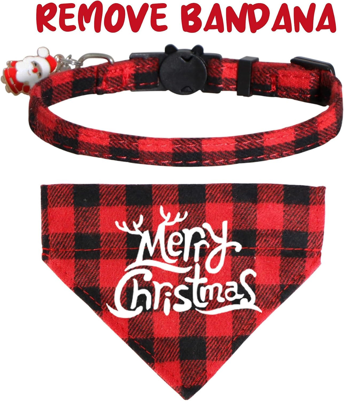 STMK 3 Pack Holiday Cat Bandana Collars with Bell, Breakaway Halloween Thanksgiving Christmas Cat Kitten Collars with Bell Remove Bandana Pumpkin Maple Leaf Santa for Holiday Cats Kittens Costumes