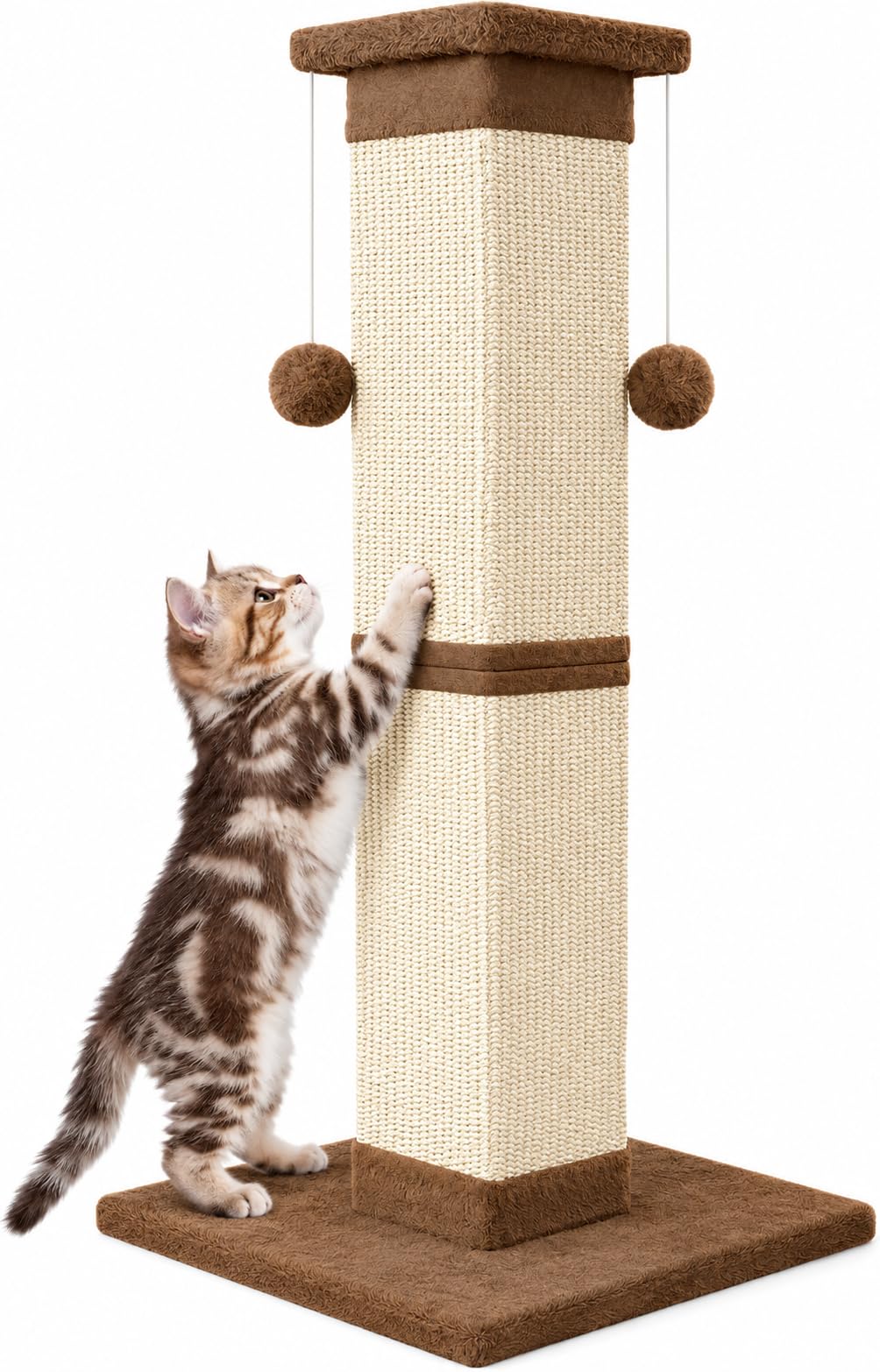 SOCATER Cat Scratching Post 33 Inch Nature Sisal Cat Scratch Post for Indoor Cats, Large Cat Scratcher Protect Your Furniture, for All Breeds
