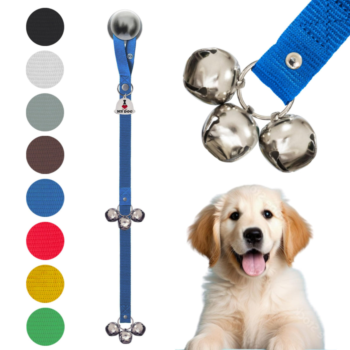 Caldwell's Pet Supply Co. Dog Potty Bells, Dog Door Bell, Bells To Go Outside, Potty Training Bell, Dogs Doorbell, Dogs Potty Doorbell, Ring To Go Pee, All Breed Puppy Training Tool - Black (Set of 2)