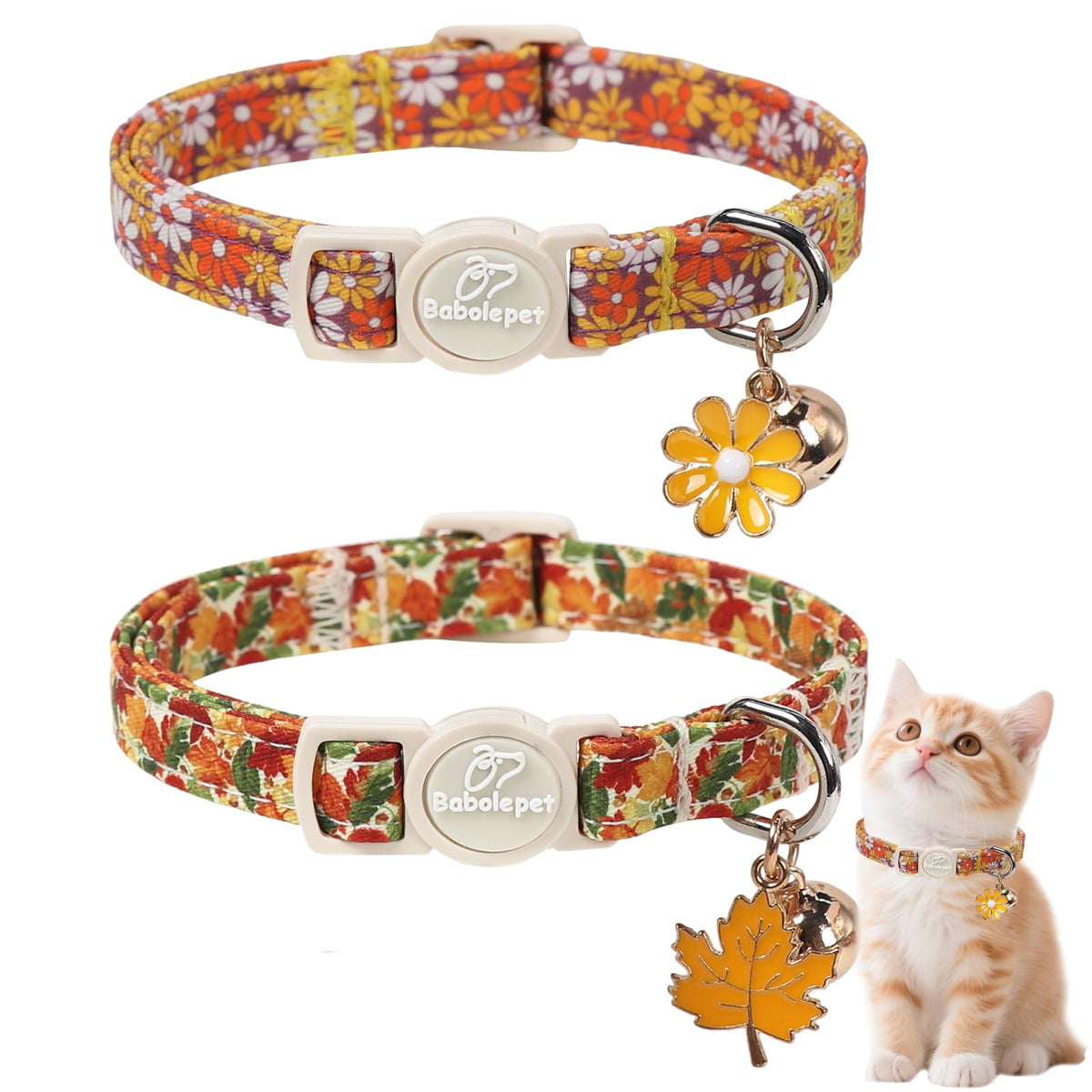 2 Pack Christmas Cat Collars - Breakaway Cat Collar with Bell, Christmas Tree and Reindeer Pendant, Winter Adjustable Kitten Collars for Girl Boy Cats, Pink Santa &Fair Isle