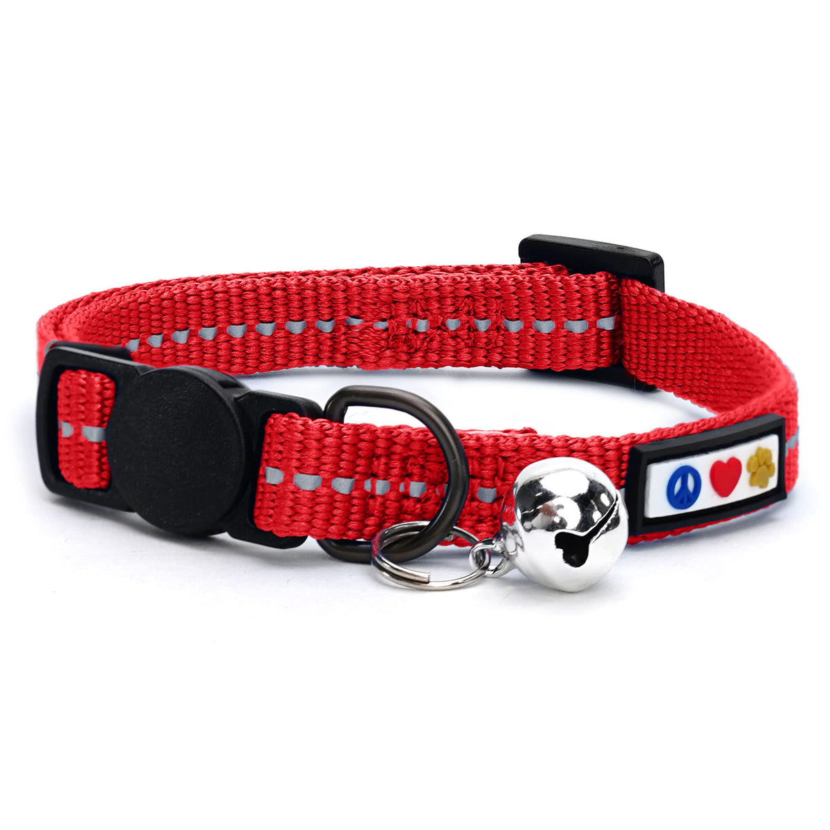 Pawtitas Reflective Red Cat Collar with Safety Buckle and Removable Bell for Kitten and Cats
