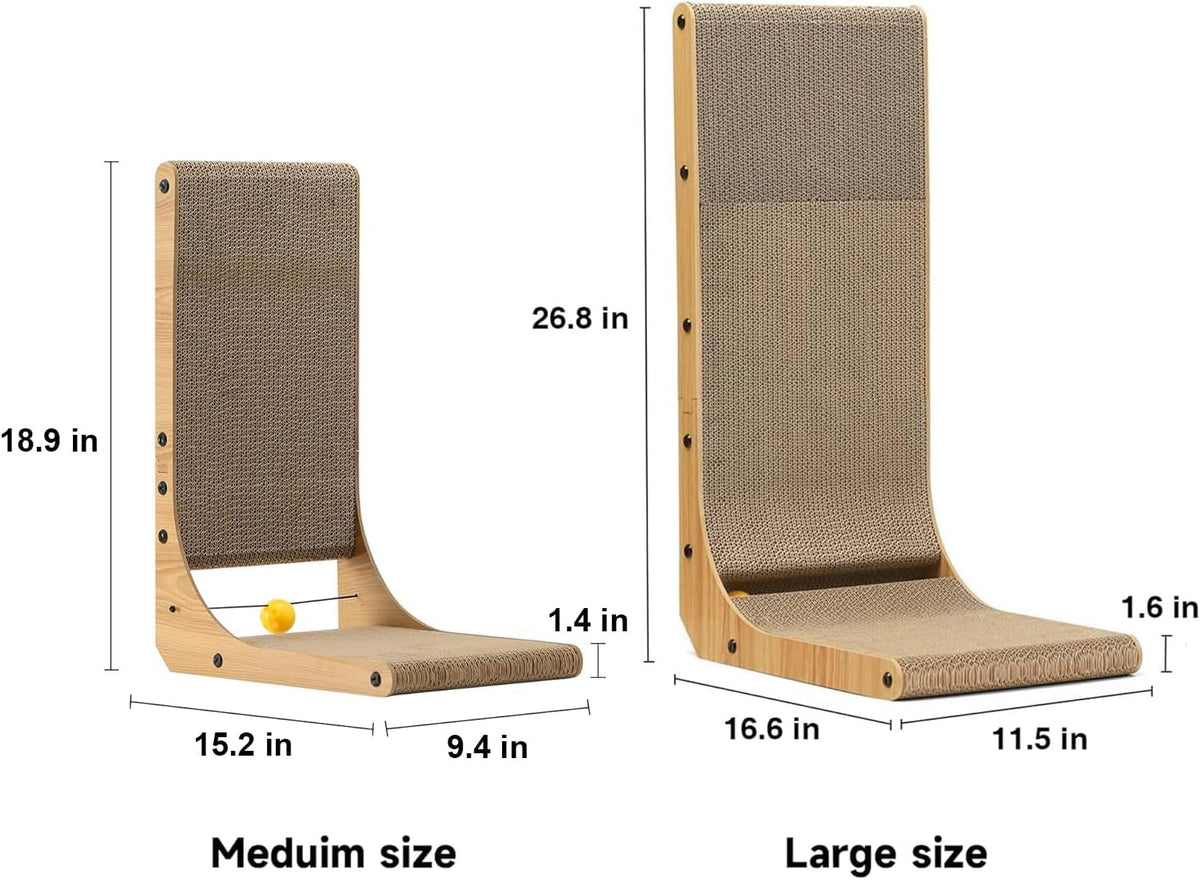 FUKUMARU Cat Scratcher, 18.9 Inch L Shaped Cat Scratch Pad for Indoor Cats