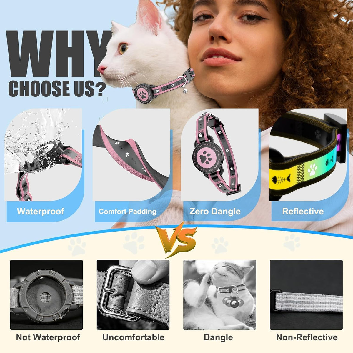 AirTag Cat Collars, Reflective Collar Compatible with Apple Air Tag