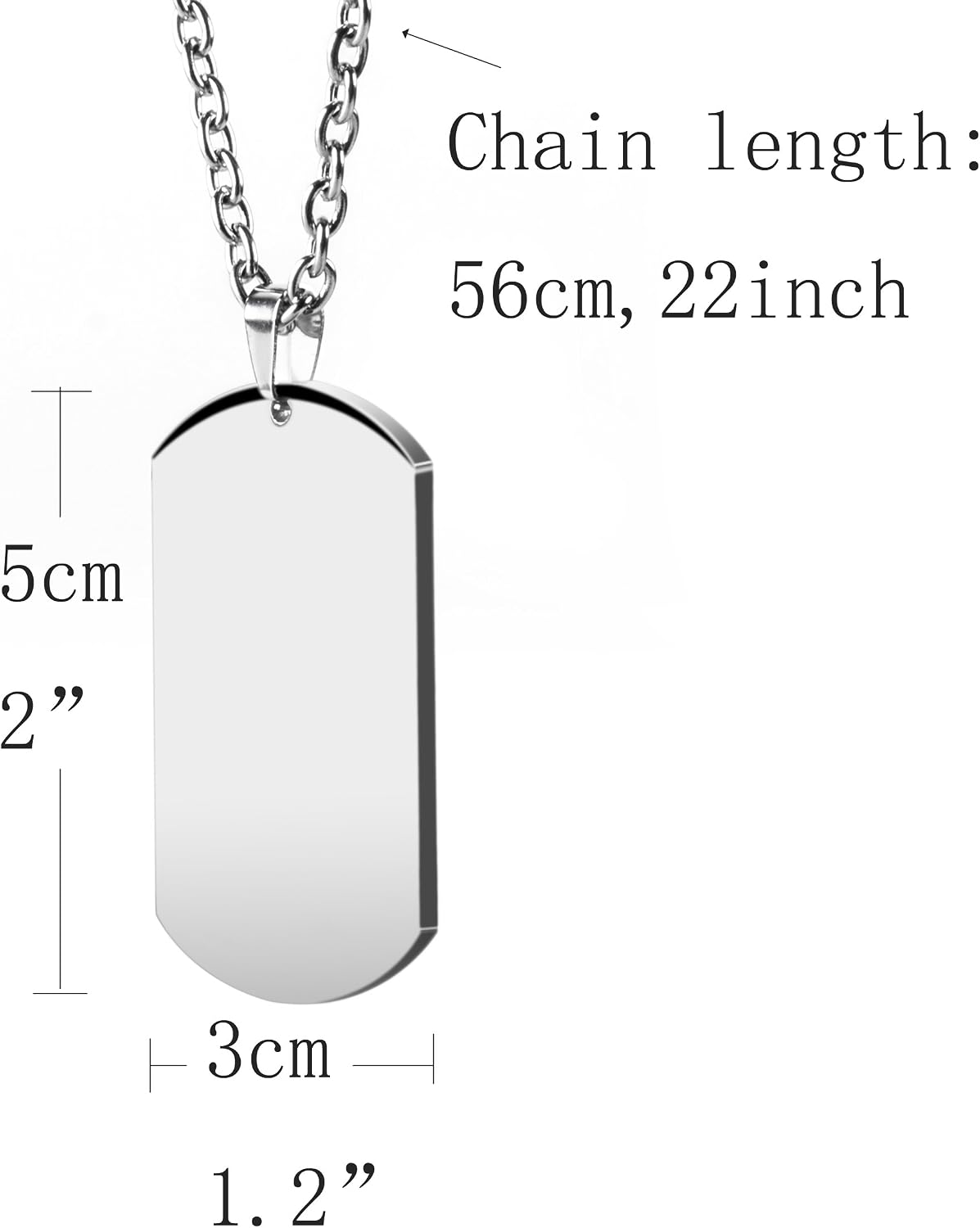 HZMAN Mens High Polishing Stainless Steel Dog Tag Pendant Necklace