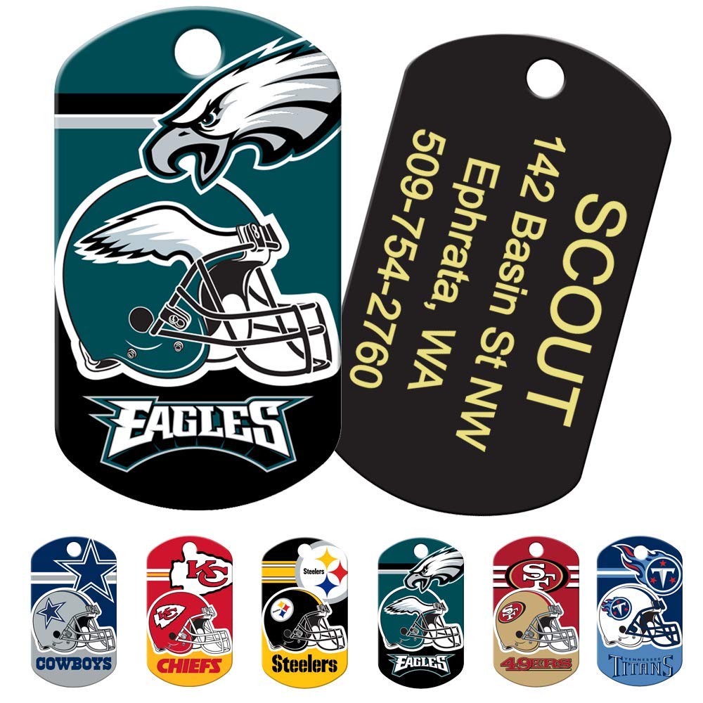 GoTags Personalized NFL Dog Tags, Custom Engraved Pet ID Tag, Oakland Raiders, Military Shape