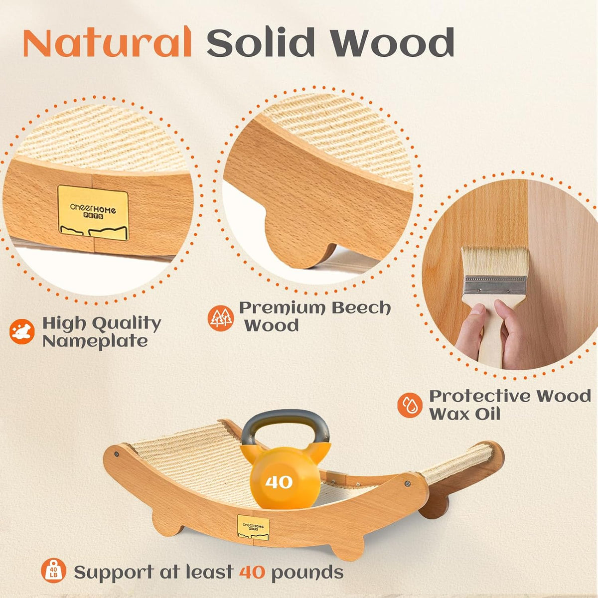 CHEERHOME PETS Sisal Cat Scratcher Bed Indoor Wooden Cat Furniture (Large)