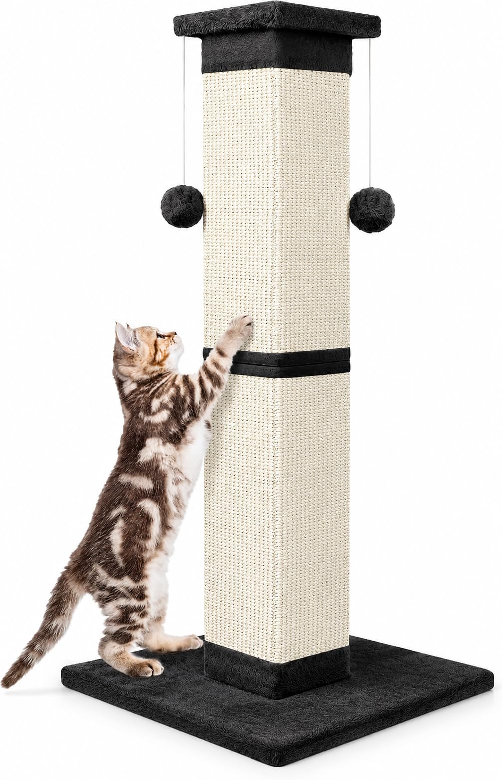 Cat Scratching Post 33 Inch Nature Sisal Scratch Post for Indoor Cats, Large Cat Scratcher Protect Your Furniture, for All Breeds Grey