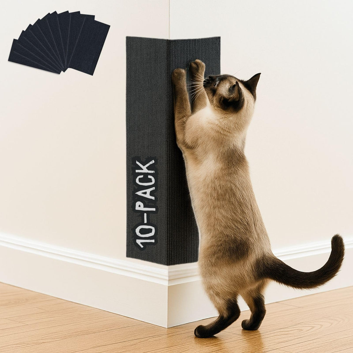 Cat Scratch Mat (3 Pack), 23.6’’ x 11.8’’ Cat Wall Corner Scratcher, Versatile Self-Adhesive Replacement Easy Use for Cat Trees Wall Furniture, Scratching Posts, and Couch Protection (Beige)