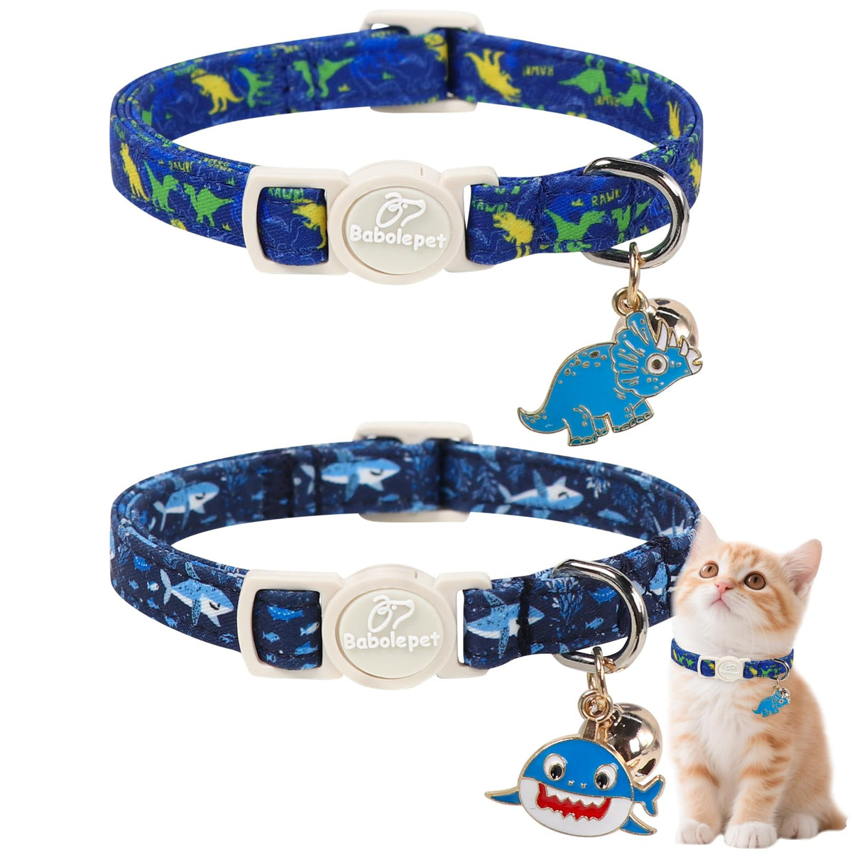 2 Pack Christmas Cat Collars - Breakaway Cat Collar with Bell, Christmas Tree and Reindeer Pendant, Winter Adjustable Kitten Collars for Girl Boy Cats, Pink Santa &Fair Isle