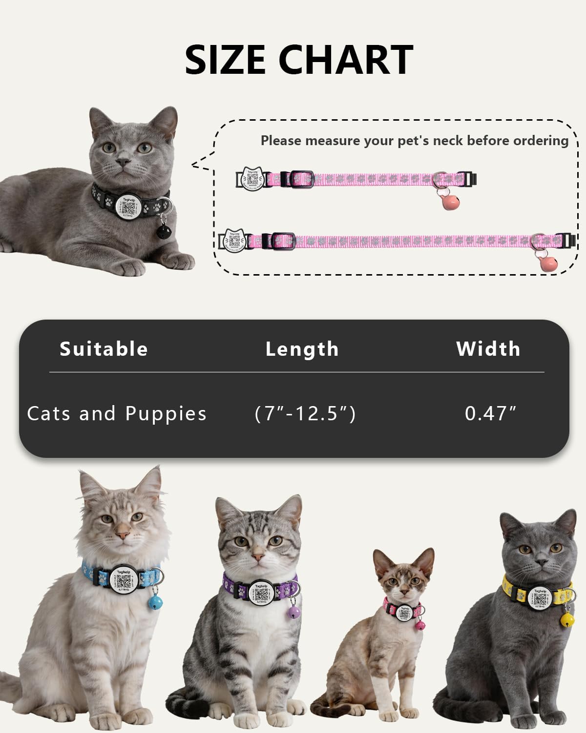 2 Pack QR Code Cat Collar with Instant Lost Pet Recovery System, Scan for Urgent Alerts & Location Info, Breakaway Reflective Collar with Safety Bell (Blue & Pink)