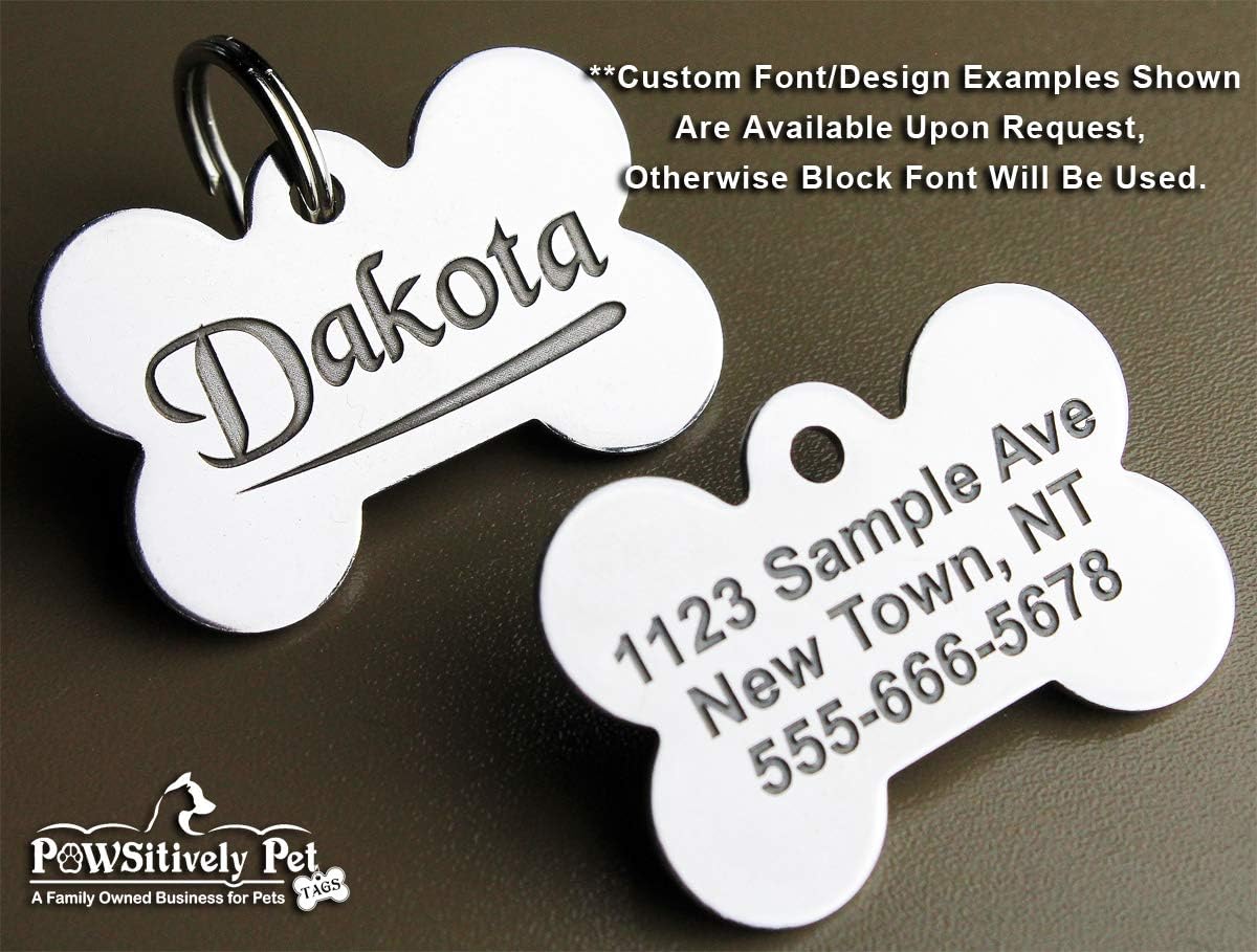 DEEP Engraved Custom Stainless Steel Pet ID Tags Bone
