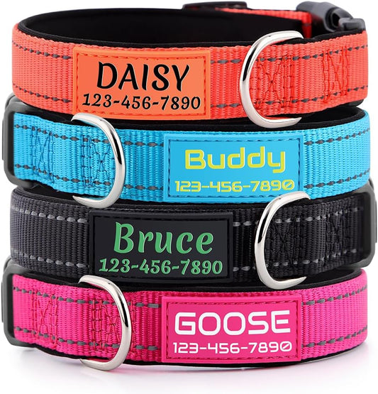 Personalized Dog Collars Custom with Pet Name & Phone for Small Medium Dogs
