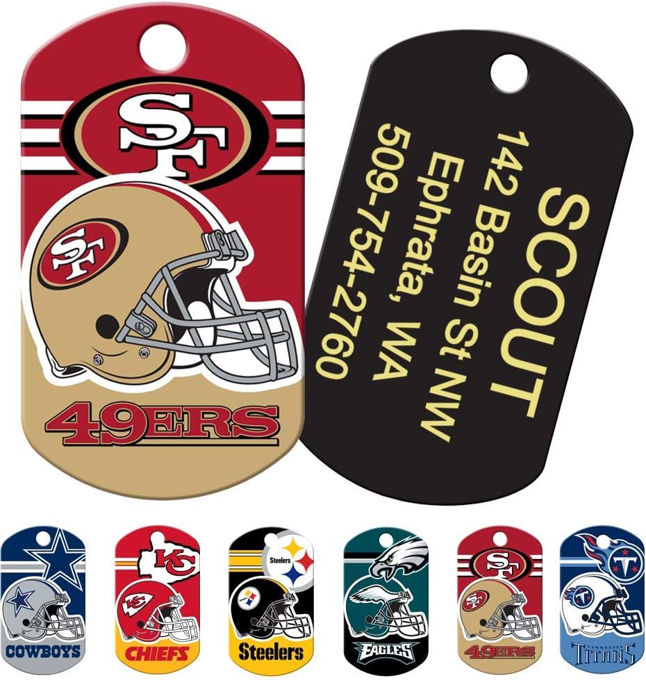 GoTags Personalized NFL Dog Tags, Custom Engraved Pet ID Tag, Oakland Raiders, Military Shape