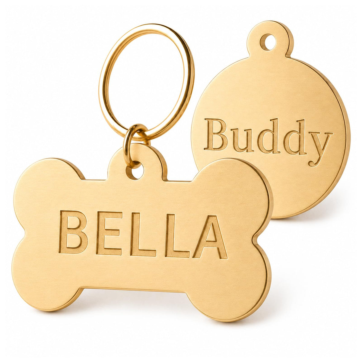 Personalized Solid Brass Dog Tag, Custom Deep Engraved Pet Tags