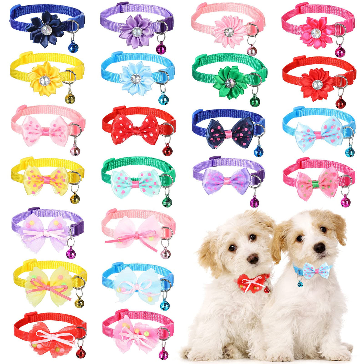 Saintrygo 22 Pcs Dog Bow Ties Collar Flower Neck Ties, Fresh