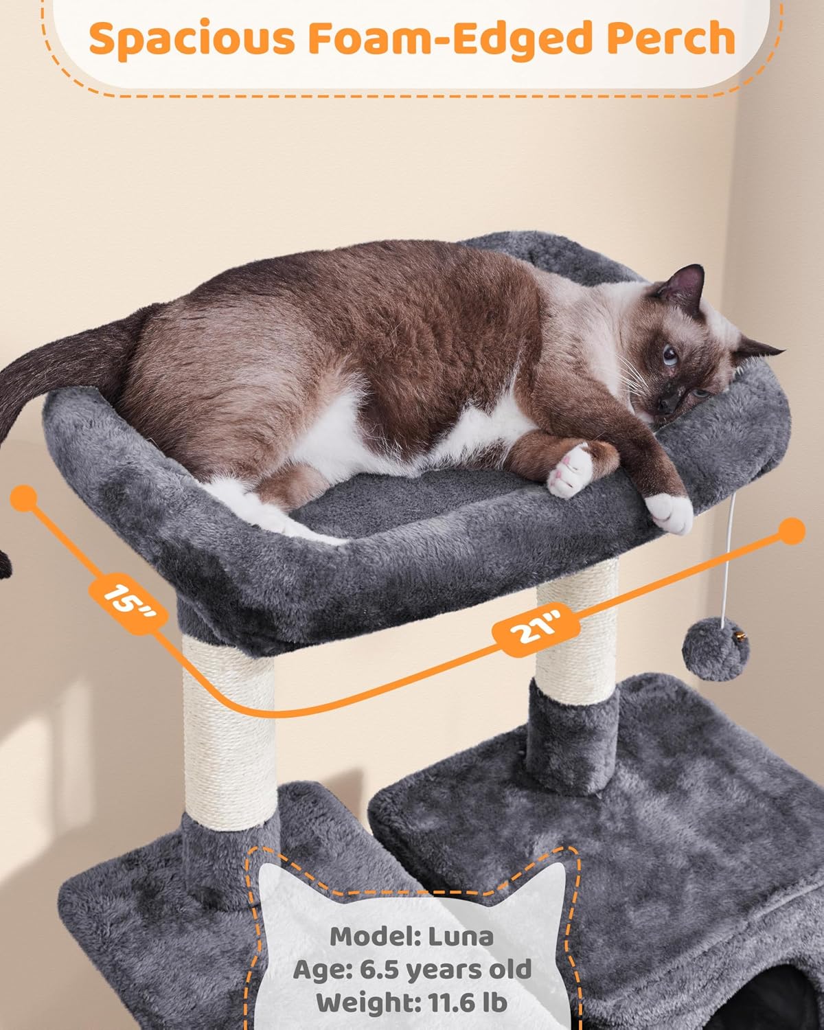 Yaheetech 63in Sturdy Large Cat Tree for Indoor Heavy Cats, Tall Tower