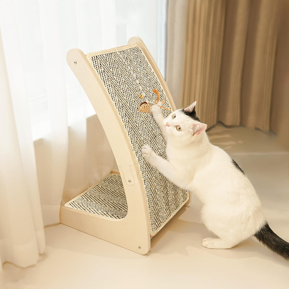 PETKARAY Cat Scratcher, Cat Sisal Scratching Ramp, L Shape Cat Scratch Pad for Indoor Cats, Wall Furniture Protector Large