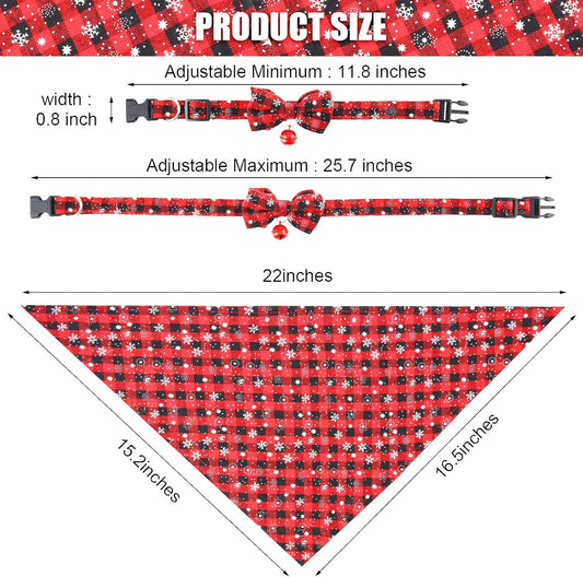 Frienda 4 Pcs Christmas Dog Bandanas and Collars Set, L, Stylish Style