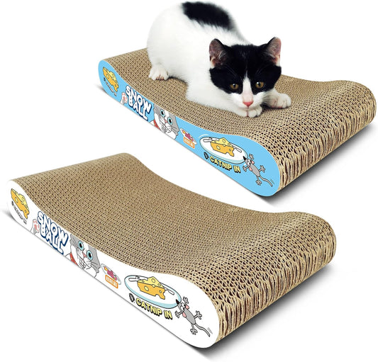TTCAT Cat Scratching Pad, 2 Pack Corrugated Cat Scratcher Cardboard, Bone Type Durable Cat Scratching Board Reversible for Furniture Protection.