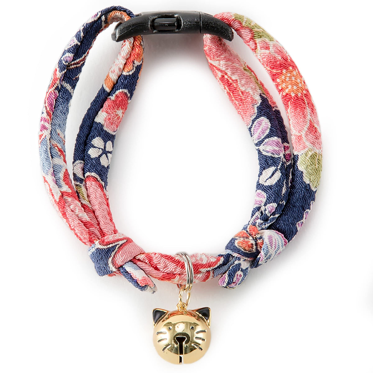 Necoichi Chirimen Hanabi Fireworks Cat Collar, Breakaway with Bell (Purple)