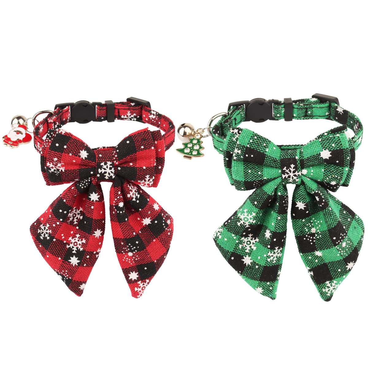 ADOGGYGO Fall Cat Collar Breakaway, Orange Plaid Thanksgiving Cat Bow Tie