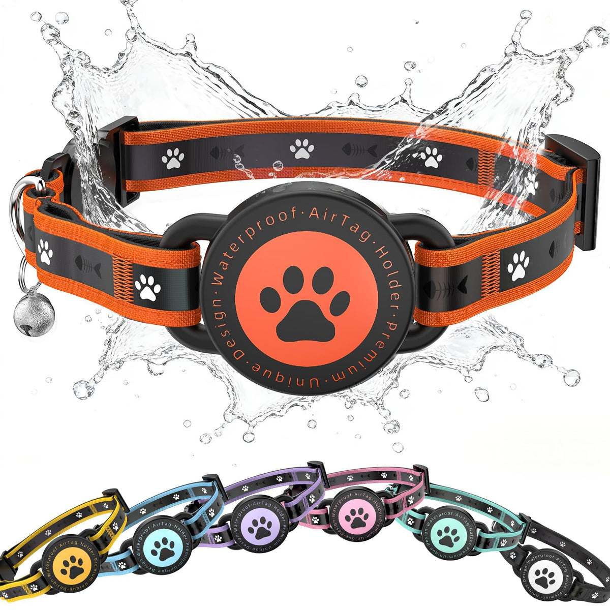 AirTag Cat Collars, Reflective Collar Compatible with Apple Air Tag