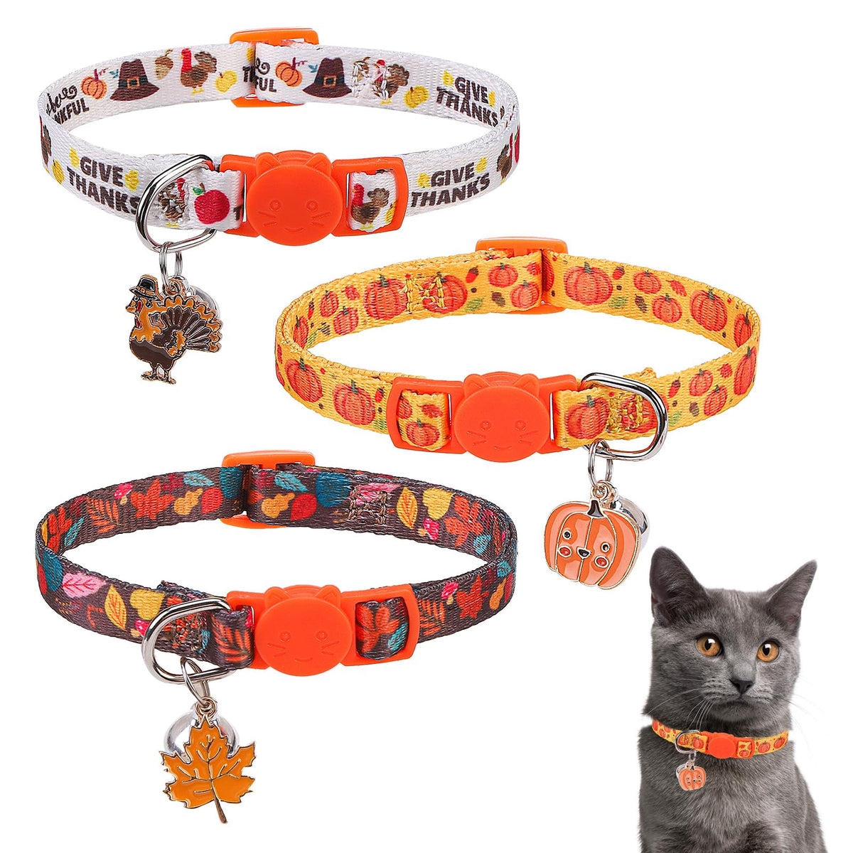 SCENEREAL Breakaway Cat Collar with Bells, 3 Pack Spring Pink Cats Collars with Safety Buckle, Soft Adjustable Cute Kitten Puppy Personalised Summer Collars for Dogs Girl Boy
