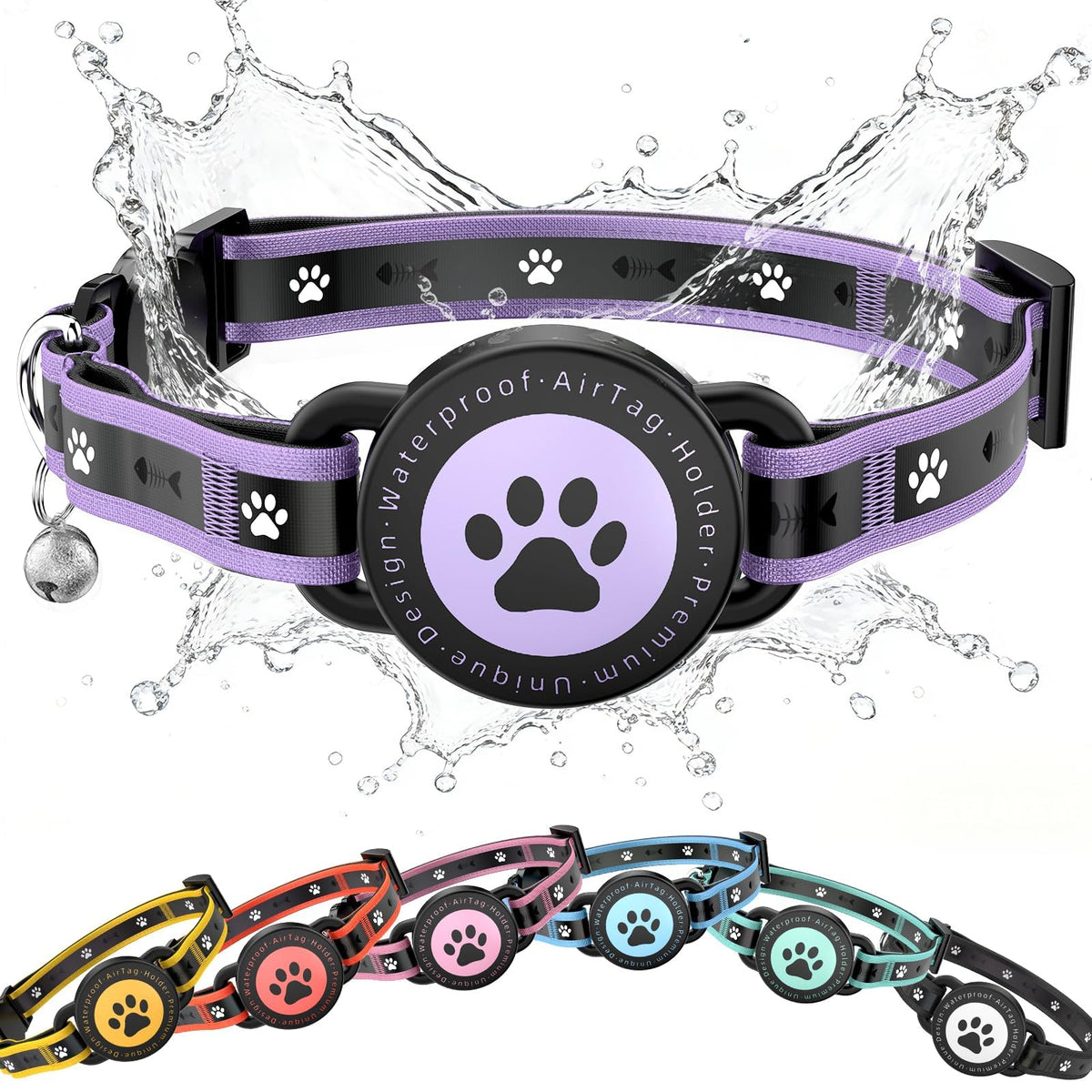 AirTag Cat Collars, Reflective Collar Compatible with Apple Air Tag