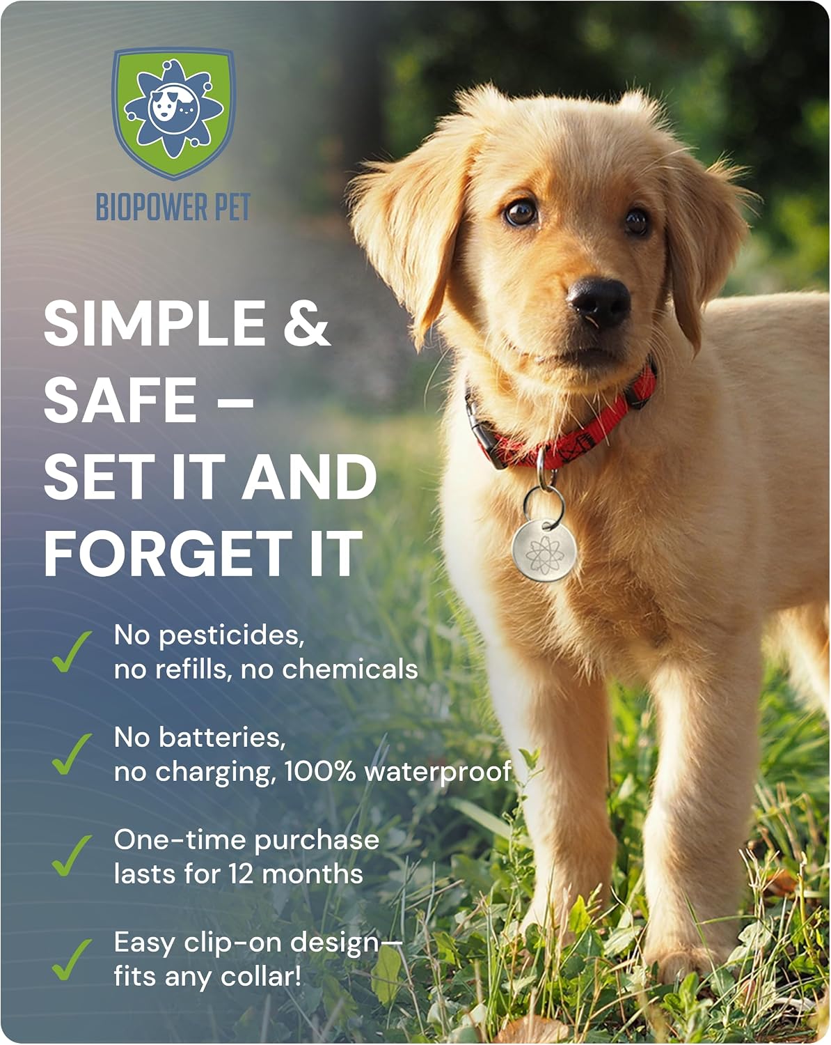 Shield Tag - Natural Flea & Tick Repellent Collar Tag for Dogs & Cats - Waterproof, Lasts 12 Months - Stainless Steel Pendant - Regular Tag (1Pack)