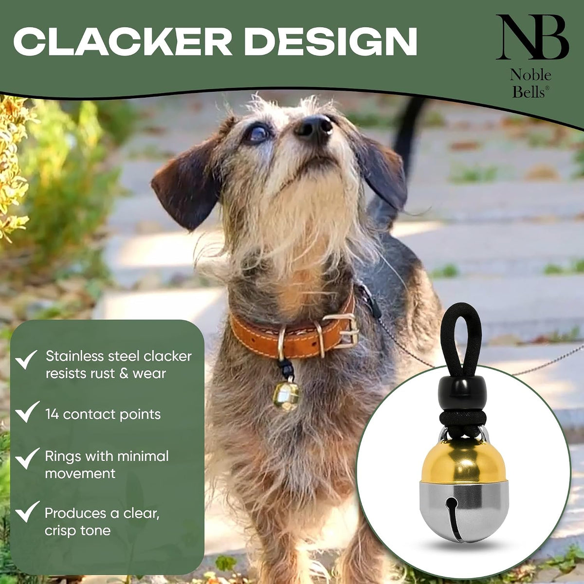 Noble Bells Handmade in USA, Extra Loud Pet Collar Bell, Extra Small Pair