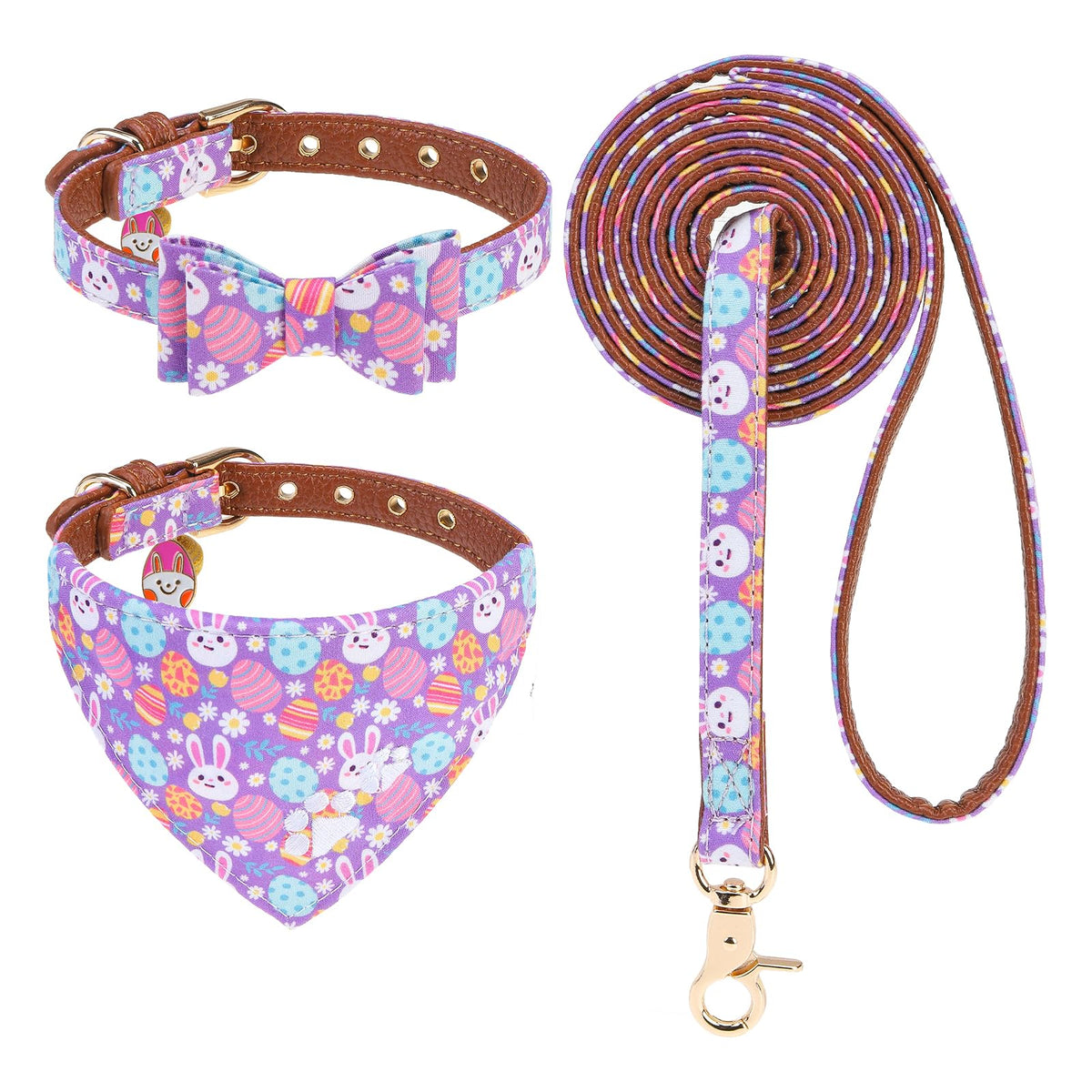 EXPAWLORER Dog Collar and Lead Set Embroidery Pawprint, Blue XS