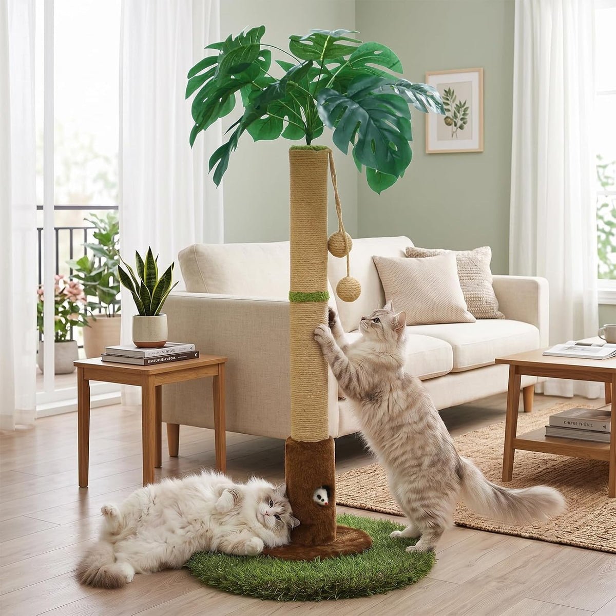 Woochpet 35" inch Cat Scratching Post,sisal cat Scratcher Tree with Leaves
