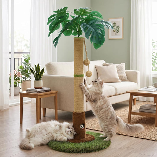 Woochpet 35" inch Cat Scratching Post,sisal cat Scratcher Tree with Leaves