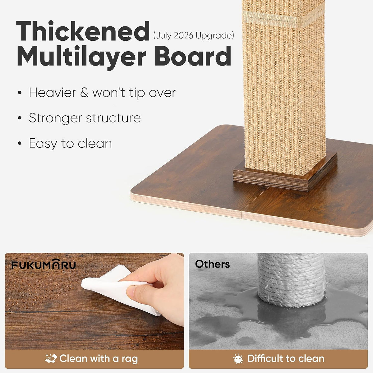 FUKUMARU Retro-Style Cat Scratching Post with Perch for Indoor Adult Cats